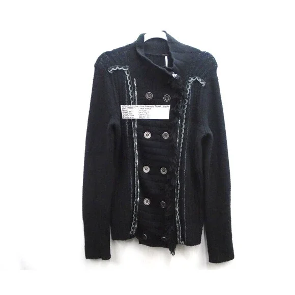 Free people Cozy Admiral's Jacket Sweater Womens Size M 19235217 Black - Picture 1 of 11